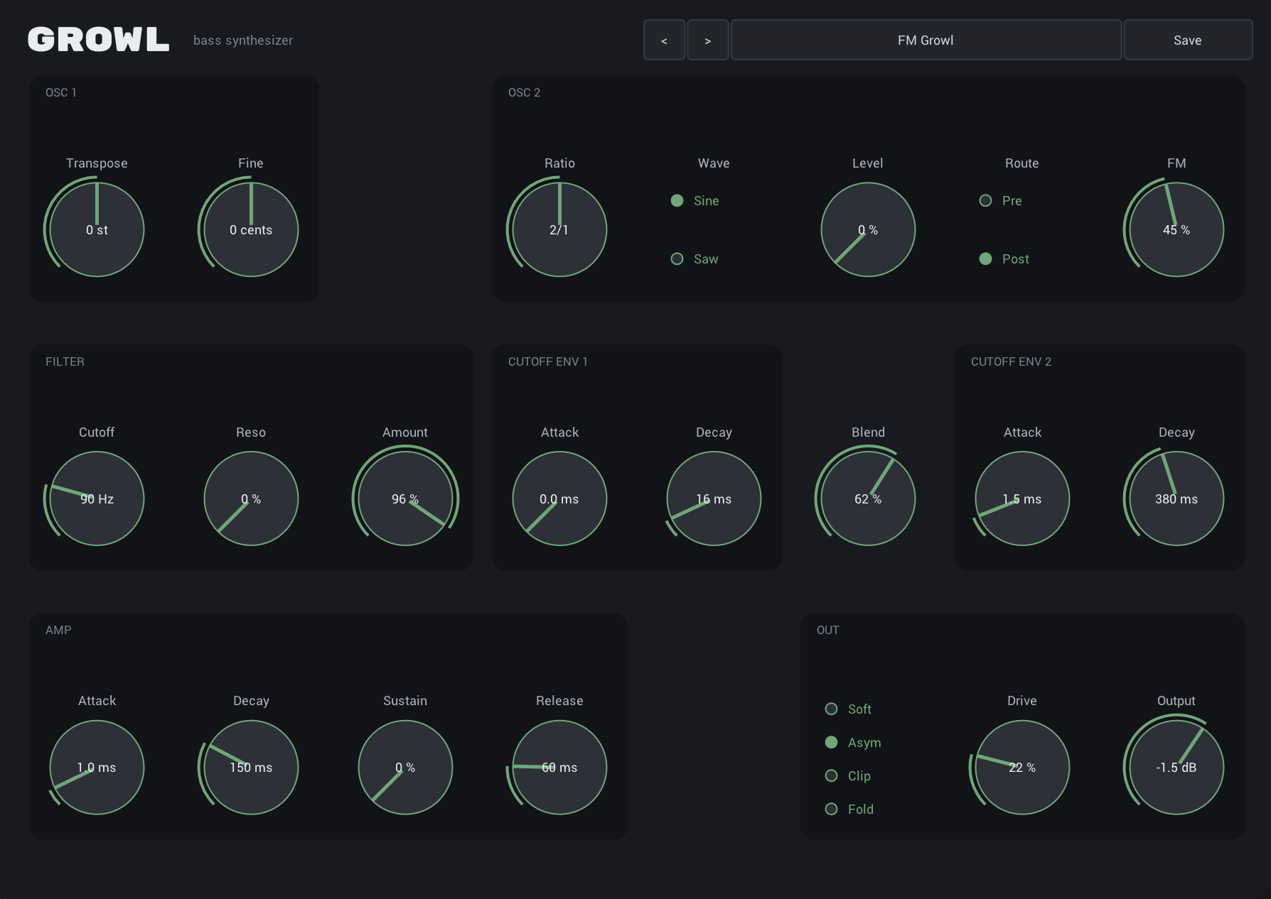 Growl Bass Synthesizer